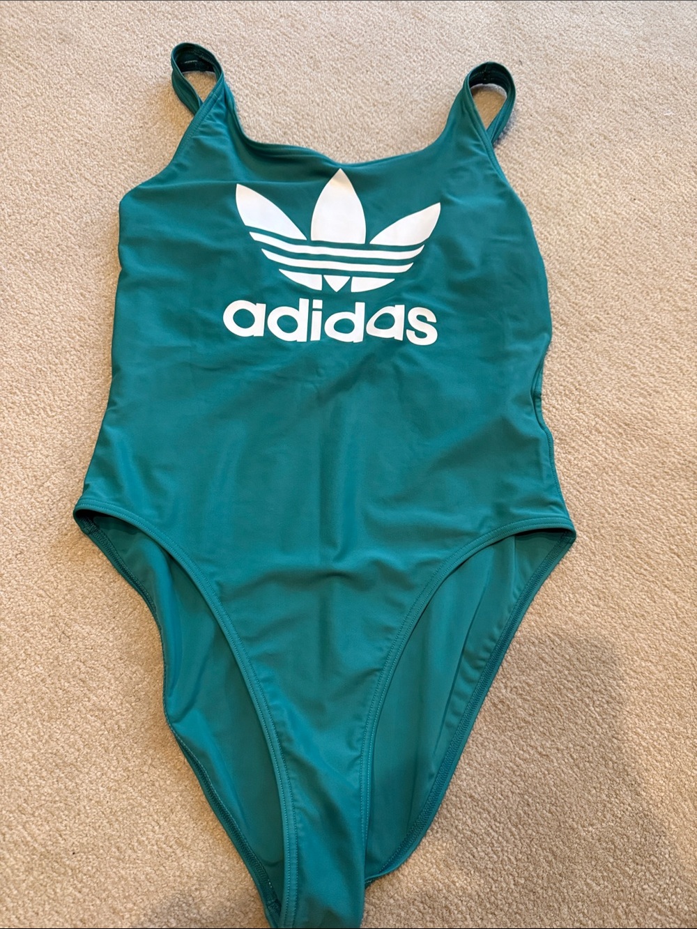 Adidas Teal Womens One-Piece Swimsuit with White Trefoil